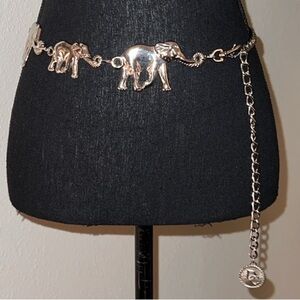 DC Women’s Vintage Silver Tone Metal Elephant Adjustable Chainlink Belt 27-37”